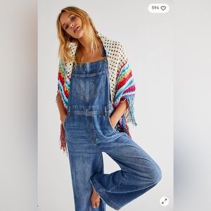 Free People Crochet Shawl Saachi Shawl Rainbow Crochet